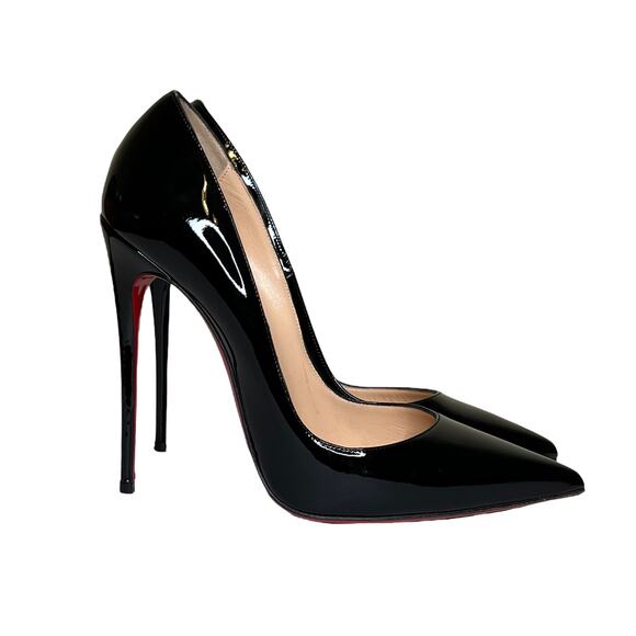 Christian Louboutin So Kate Patent Leather Black Pointed Toe Pumps Size EU 38 - Picture 1 of 12